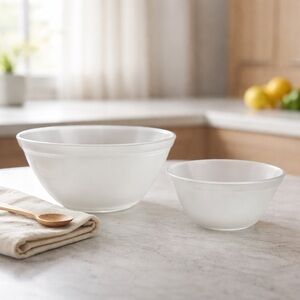 Vintage Federal Milk Glass Mixing Bowls - Set of 2